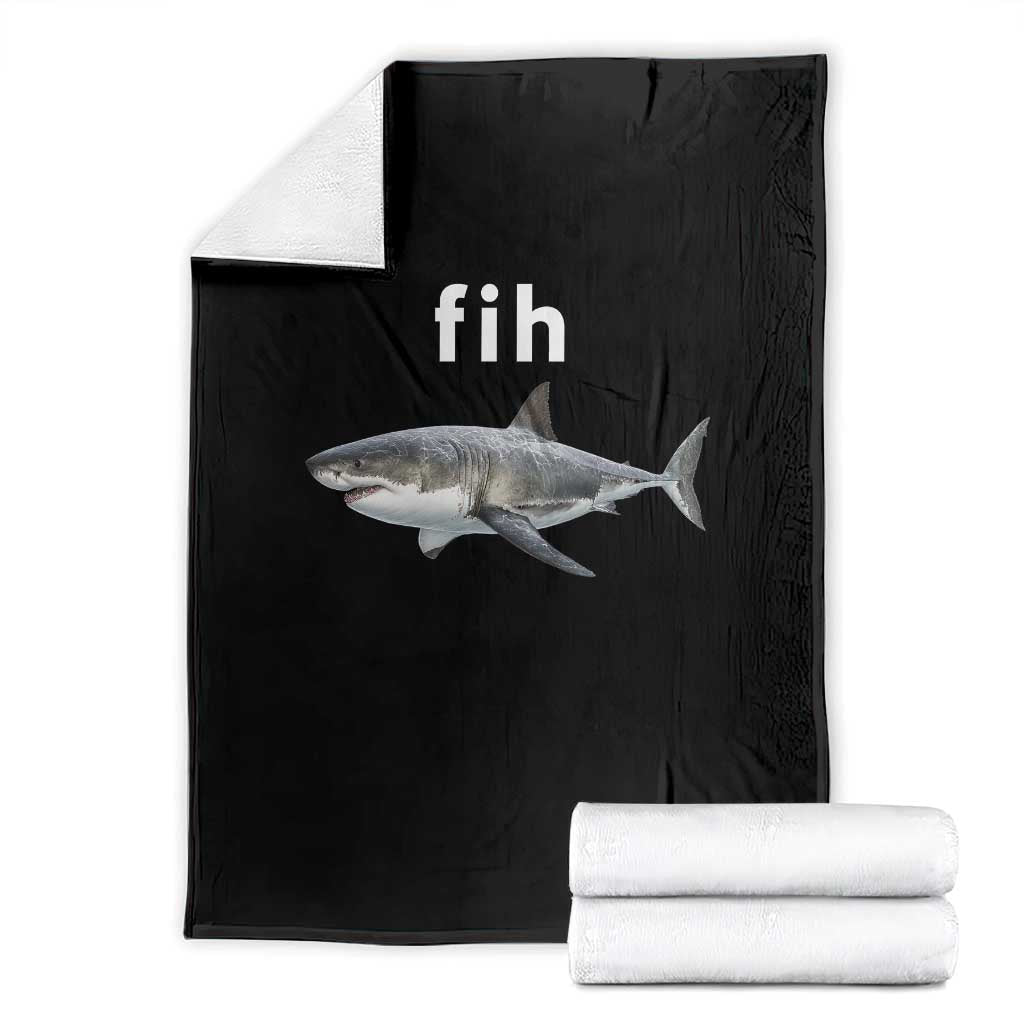 Funny Fih Shark Misspelled Fish Meme Throw Blanket Great White Shark Lover