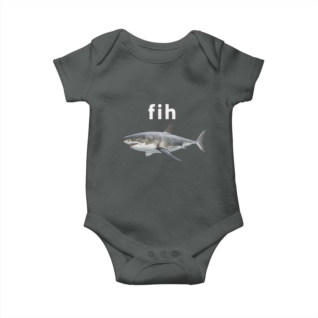 Funny Fih Shark Misspelled Fish Meme Baby Onesie Great White Shark Lover