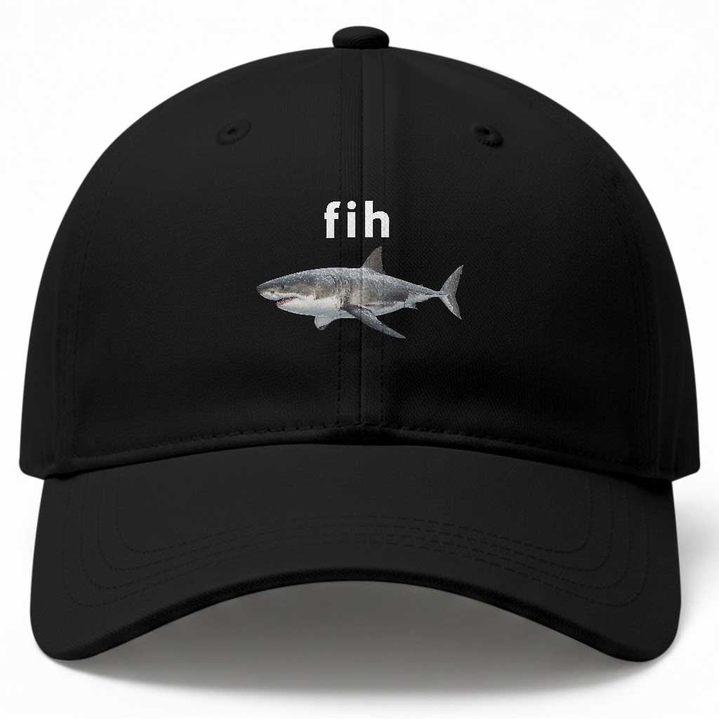 Funny Fih Shark Misspelled Fish Meme Baseball Cap Great White Shark Lover