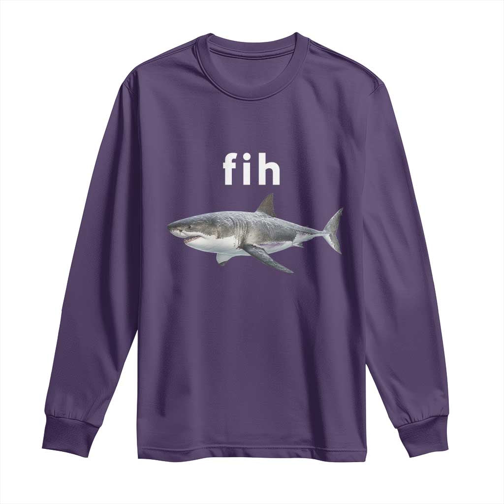 Funny Fih Shark Misspelled Fish Meme Long Sleeve Shirt Great White Shark Lover