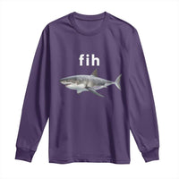 Funny Fih Shark Misspelled Fish Meme Long Sleeve Shirt Great White Shark Lover