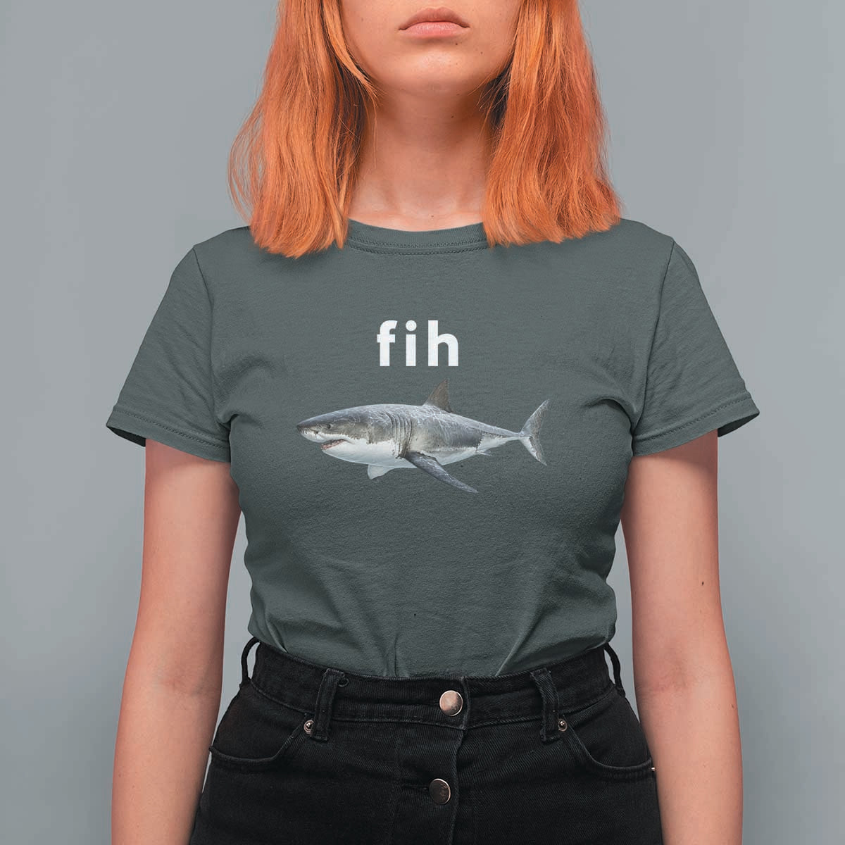 Funny Fih Shark Misspelled Fish Meme T Shirt For Women Great White Shark Lover