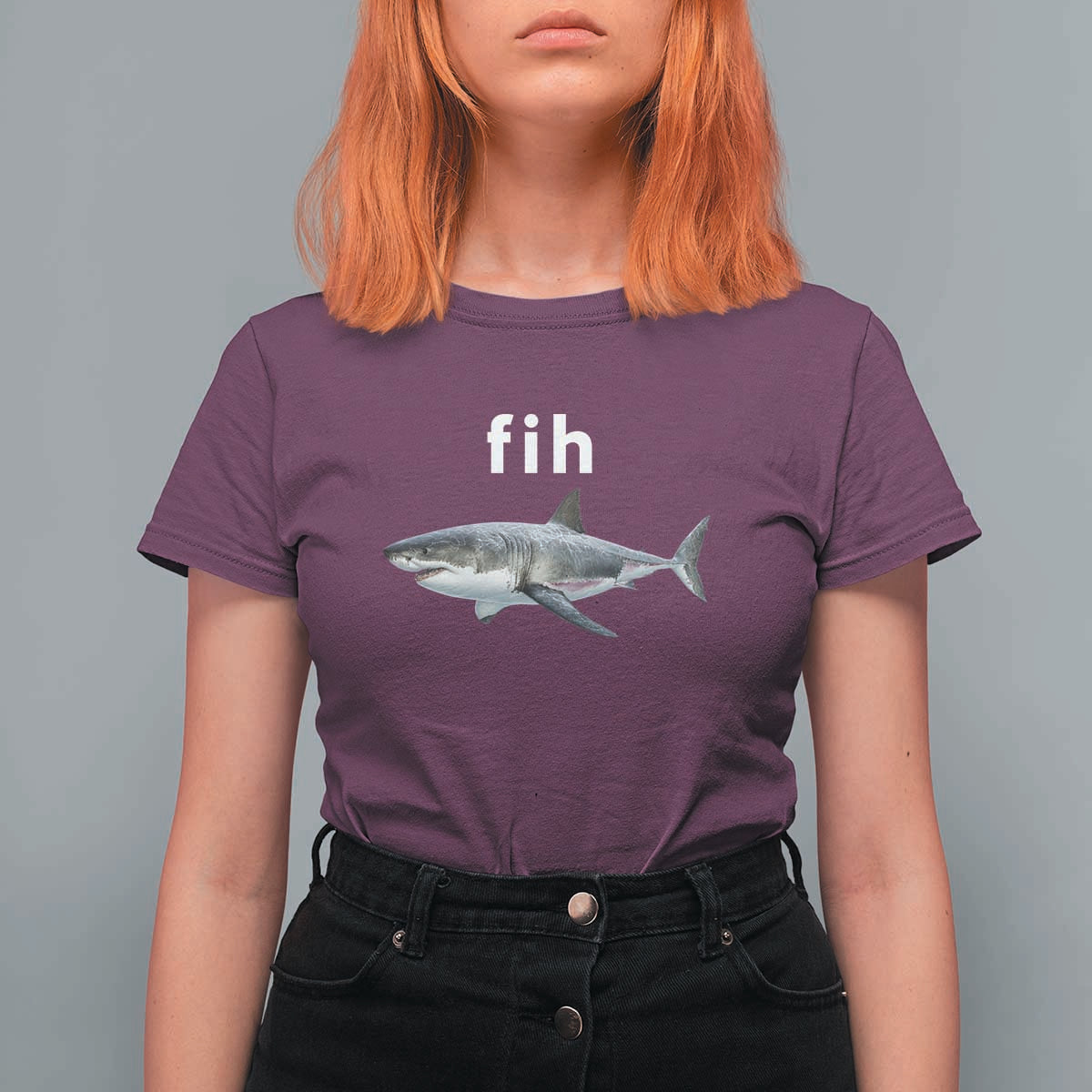 Funny Fih Shark Misspelled Fish Meme T Shirt For Women Great White Shark Lover