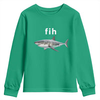 Funny Fih Shark Misspelled Fish Meme Youth Sweatshirt Great White Shark Lover