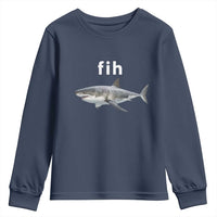 Funny Fih Shark Misspelled Fish Meme Youth Sweatshirt Great White Shark Lover