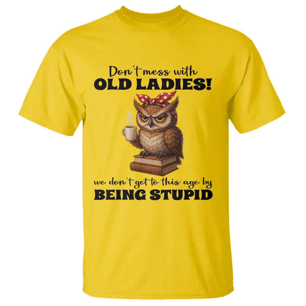 Dont Mess With Old Ladies We Dont Get To This Age By Being Stupid T Shirt Cute Owl - Wonder Print Shop