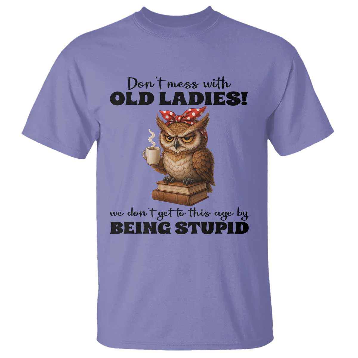 Dont Mess With Old Ladies We Dont Get To This Age By Being Stupid T Shirt Cute Owl - Wonder Print Shop