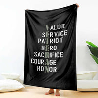 Veterans Valor Service Patriot Hero Sacrifice Courage Honor Throw Blanket - Wonder Print Shop