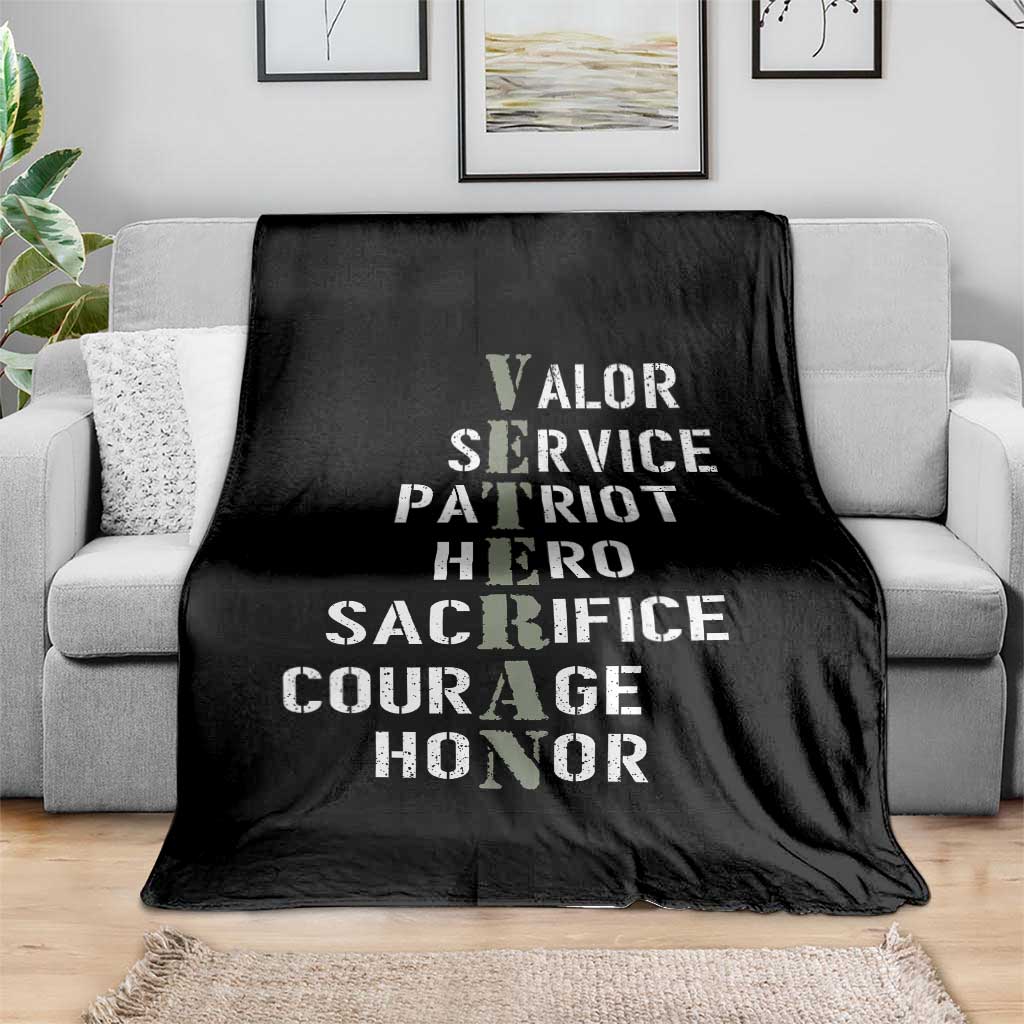 Veterans Valor Service Patriot Hero Sacrifice Courage Honor Throw Blanket - Wonder Print Shop