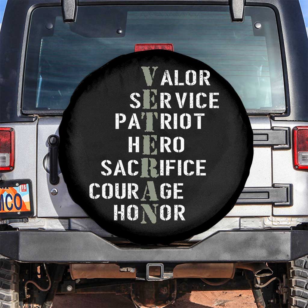 Veterans Valor Service Patriot Hero Sacrifice Courage Honor Spare Tire Cover - Wonder Print Shop