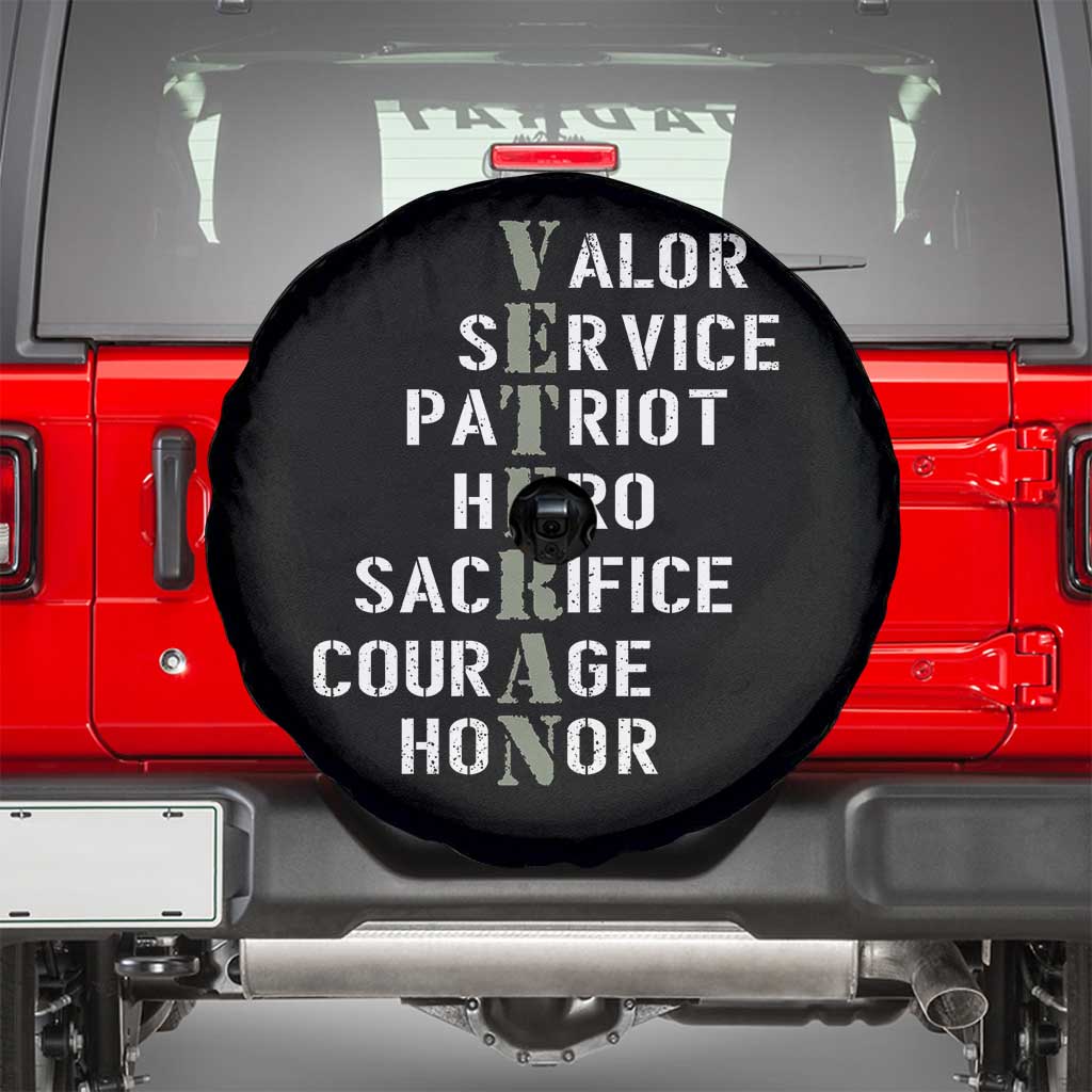 Veterans Valor Service Patriot Hero Sacrifice Courage Honor Spare Tire Cover - Wonder Print Shop