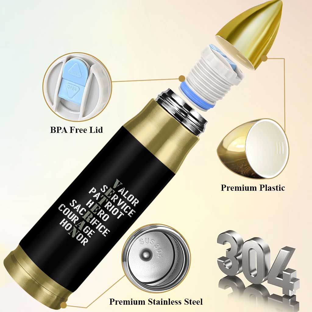 Veterans Valor Service Patriot Hero Sacrifice Courage Honor Bullet Tumbler - Wonder Print Shop