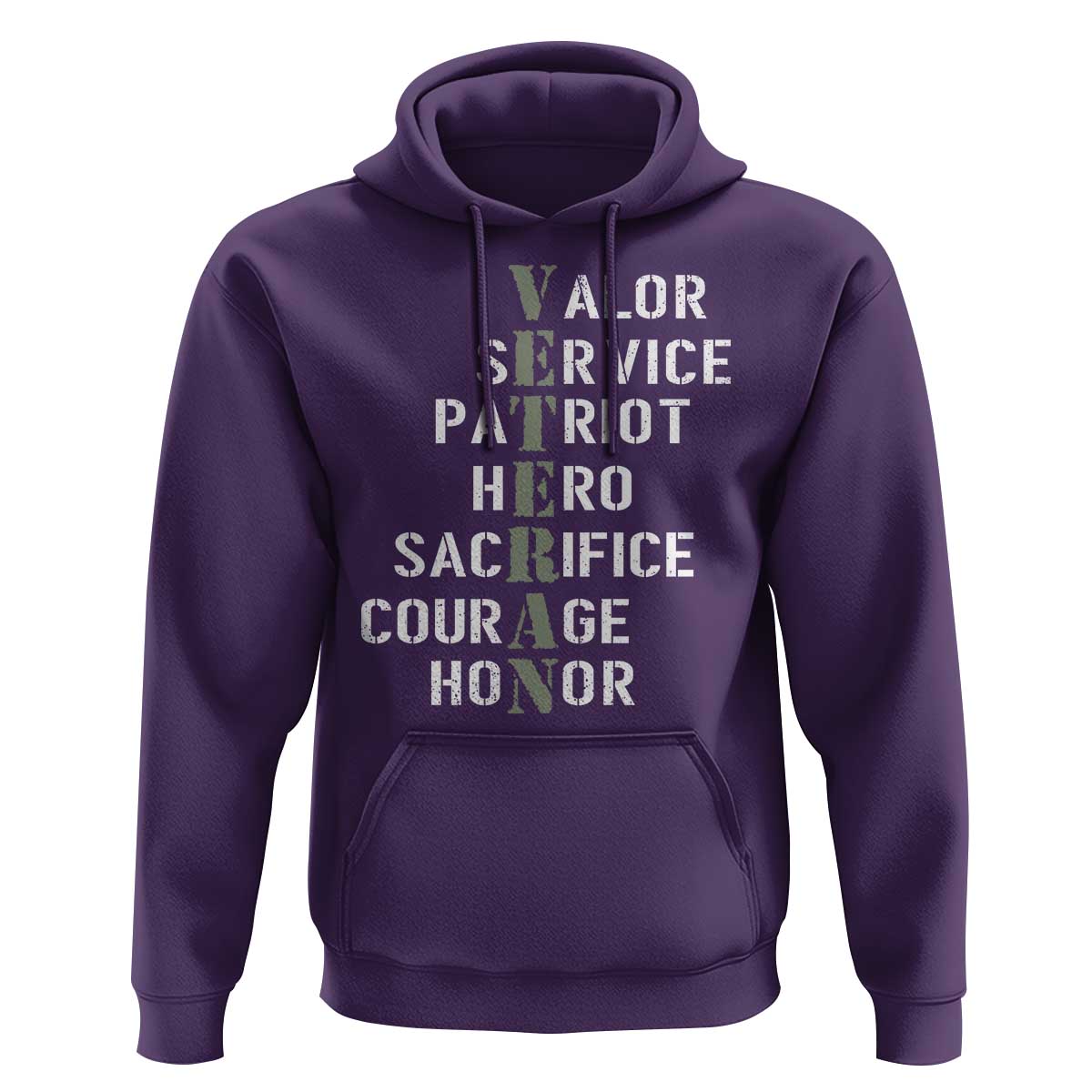Veterans Valor Service Patriot Hero Sacrifice Courage Honor Hoodie - Wonder Print Shop
