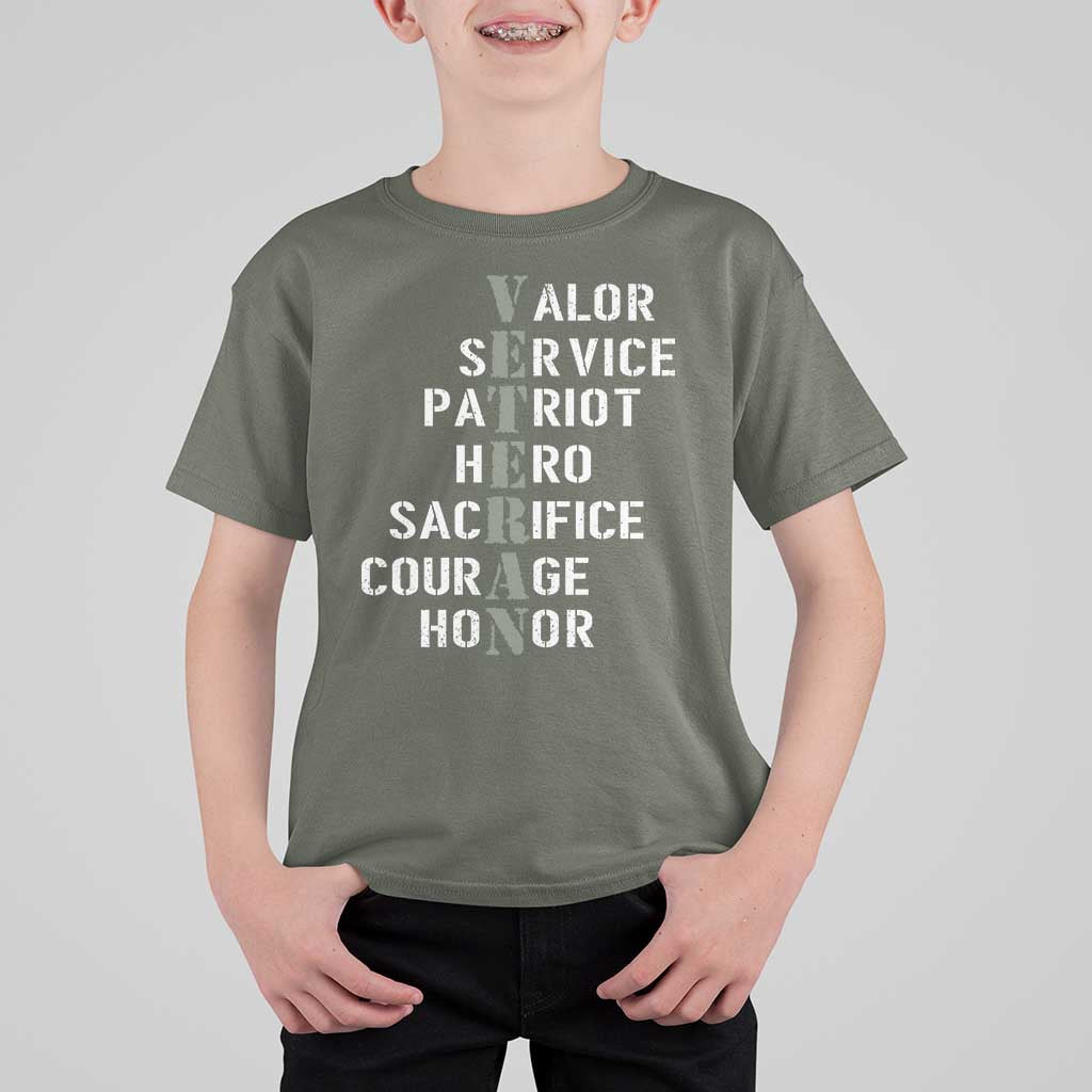 Veterans Valor Service Patriot Hero Sacrifice Courage Honor T Shirt For Kid - Wonder Print Shop