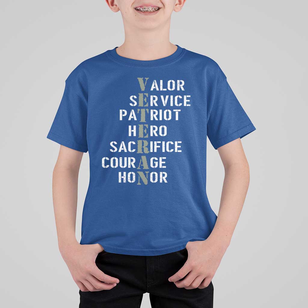 Veterans Valor Service Patriot Hero Sacrifice Courage Honor T Shirt For Kid - Wonder Print Shop