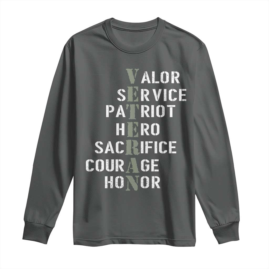 Veterans Valor Service Patriot Hero Sacrifice Courage Honor Long Sleeve Shirt - Wonder Print Shop