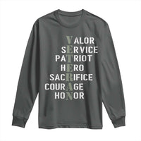 Veterans Valor Service Patriot Hero Sacrifice Courage Honor Long Sleeve Shirt - Wonder Print Shop