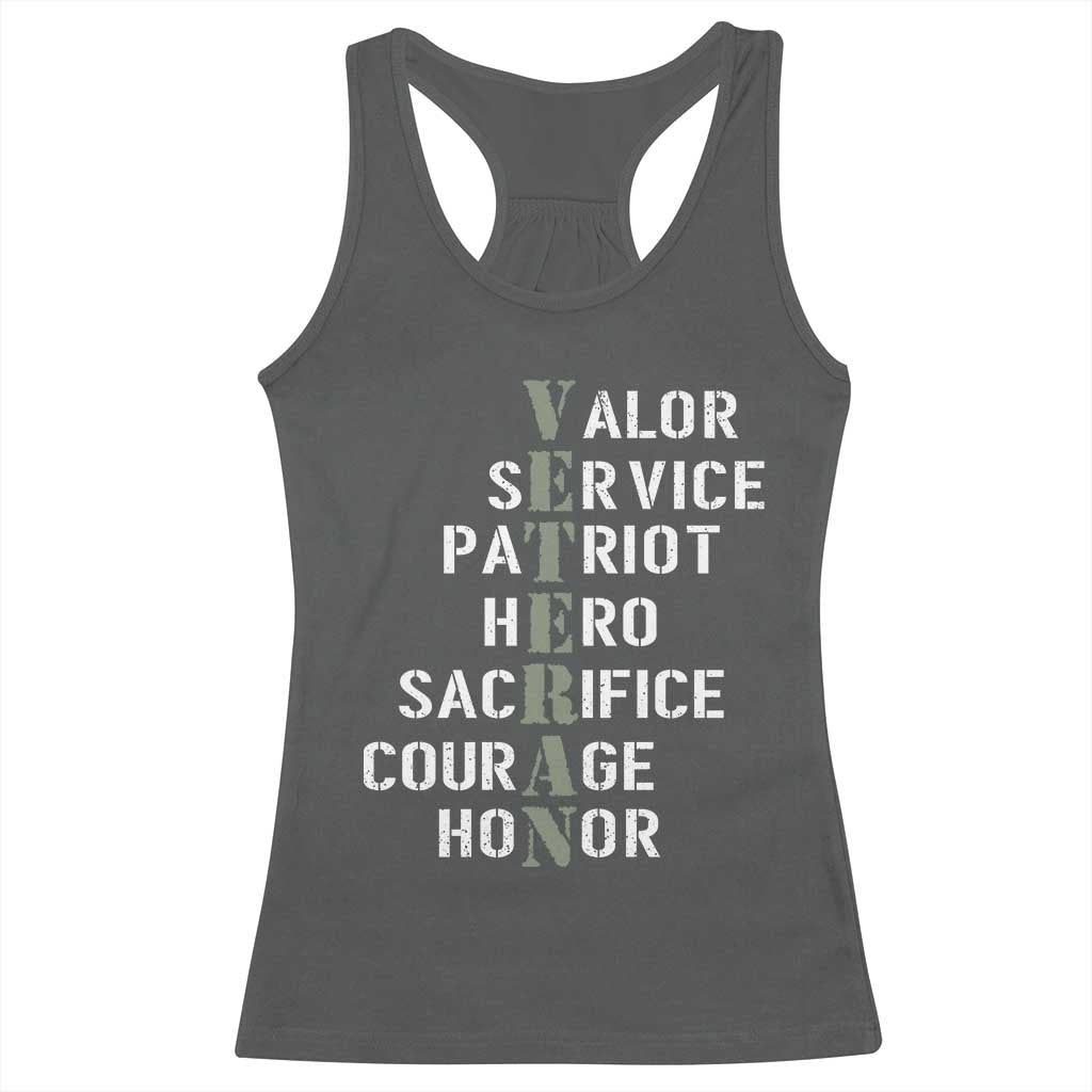 Veterans Valor Service Patriot Hero Sacrifice Courage Honor Racerback Tank Top - Wonder Print Shop