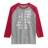 Veterans Valor Service Patriot Hero Sacrifice Courage Honor Raglan Shirt - Wonder Print Shop