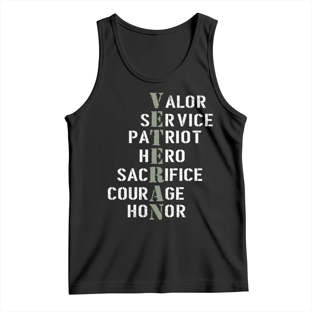 Veterans Valor Service Patriot Hero Sacrifice Courage Honor Tank Top - Wonder Print Shop