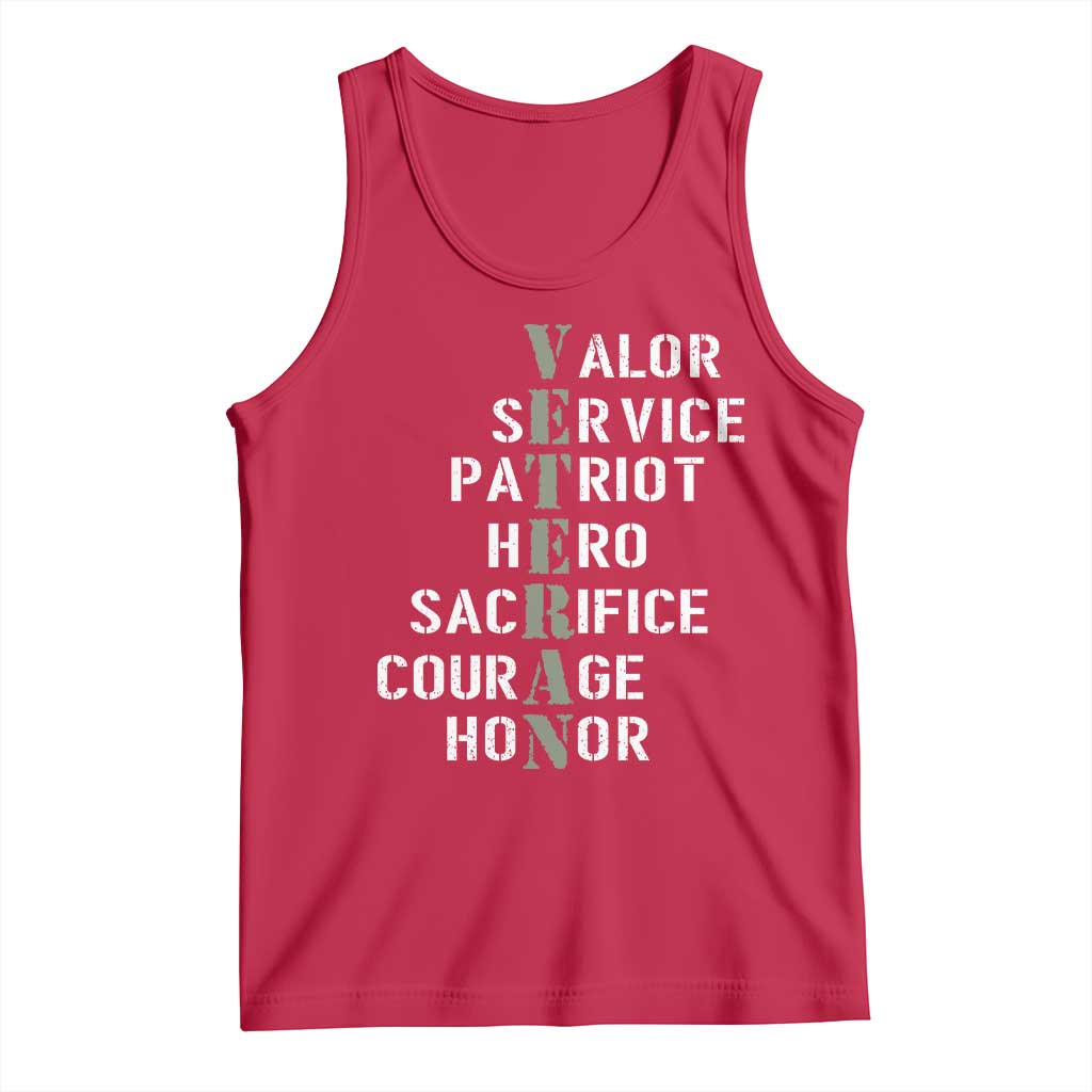 Veterans Valor Service Patriot Hero Sacrifice Courage Honor Tank Top - Wonder Print Shop