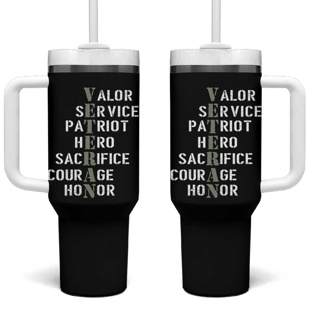 Veterans Valor Service Patriot Hero Sacrifice Courage Honor Tumbler With Handle - Wonder Print Shop