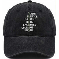 Veterans Valor Service Patriot Hero Sacrifice Courage Honor Washed Cotton Baseball Cap