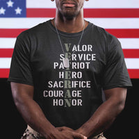 Veterans Valor Service Patriot Hero Sacrifice Courage Honor T Shirt - Wonder Print Shop