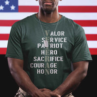Veterans Valor Service Patriot Hero Sacrifice Courage Honor T Shirt - Wonder Print Shop