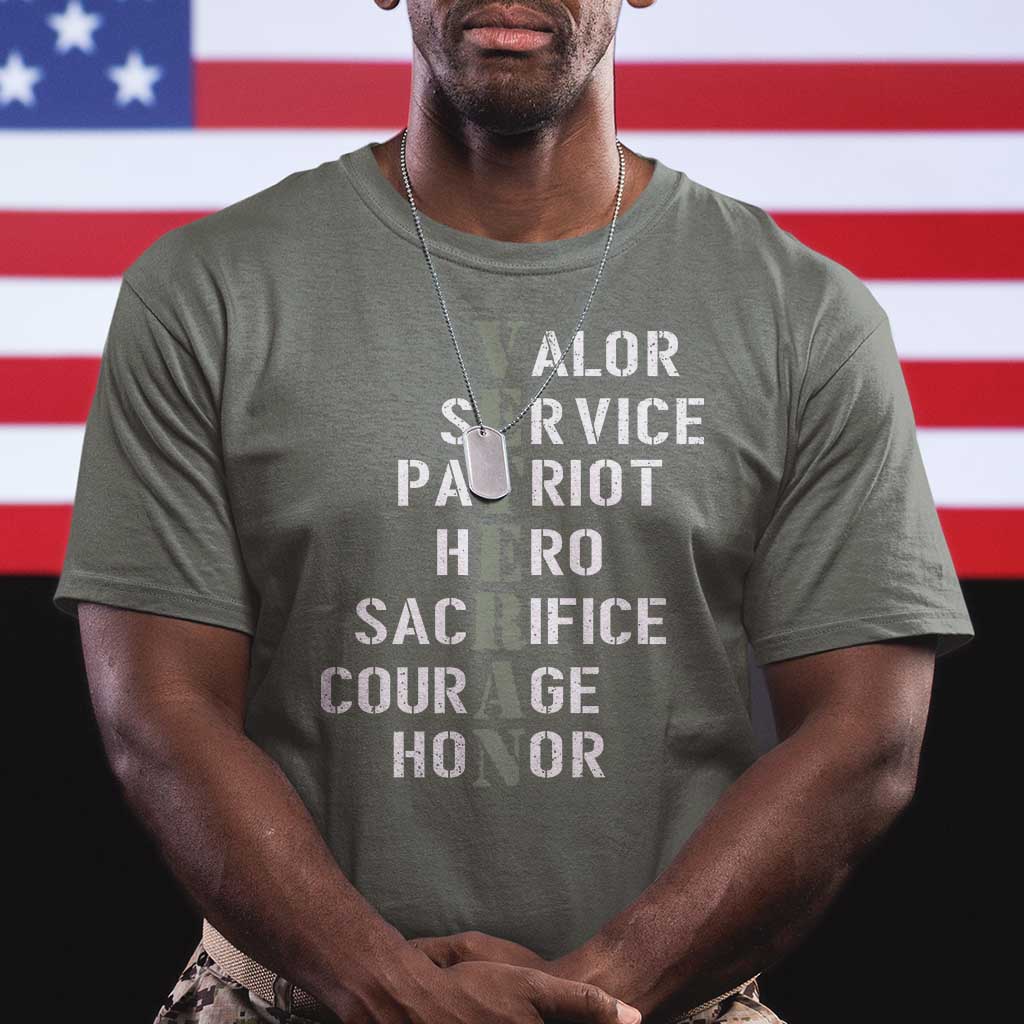 Veterans Valor Service Patriot Hero Sacrifice Courage Honor T Shirt - Wonder Print Shop