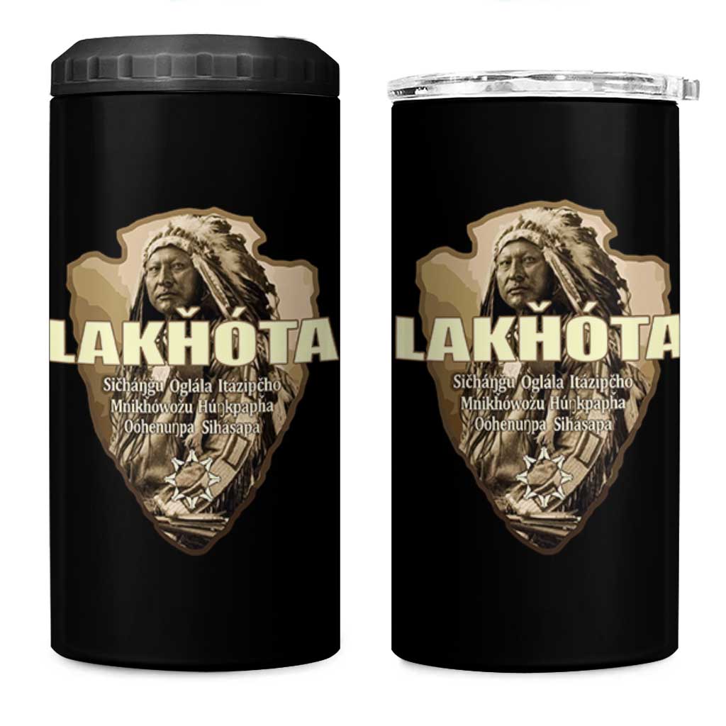 Chief Spotted Elk Lakhota Lakota Sioux Native American Indian 4 in 1 Can Cooler Tumbler - Wonder Print Shop