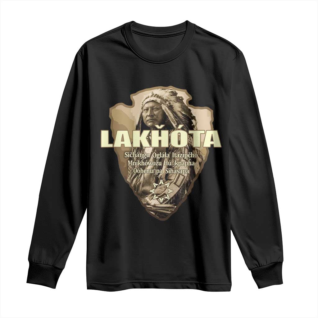 Chief Spotted Elk Lakhota Lakota Sioux Native American Indian Long Sleeve Shirt - Wonder Print Shop