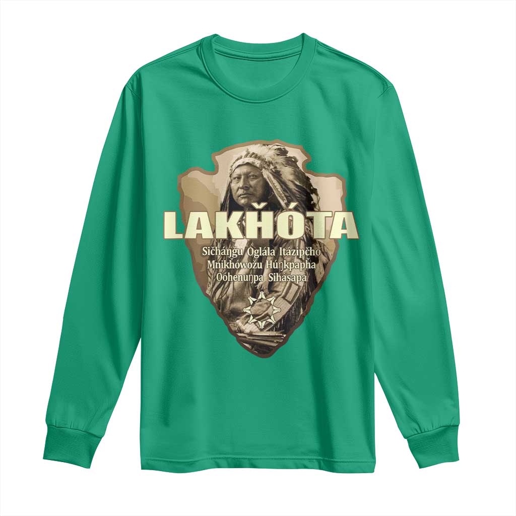 Chief Spotted Elk Lakhota Lakota Sioux Native American Indian Long Sleeve Shirt - Wonder Print Shop