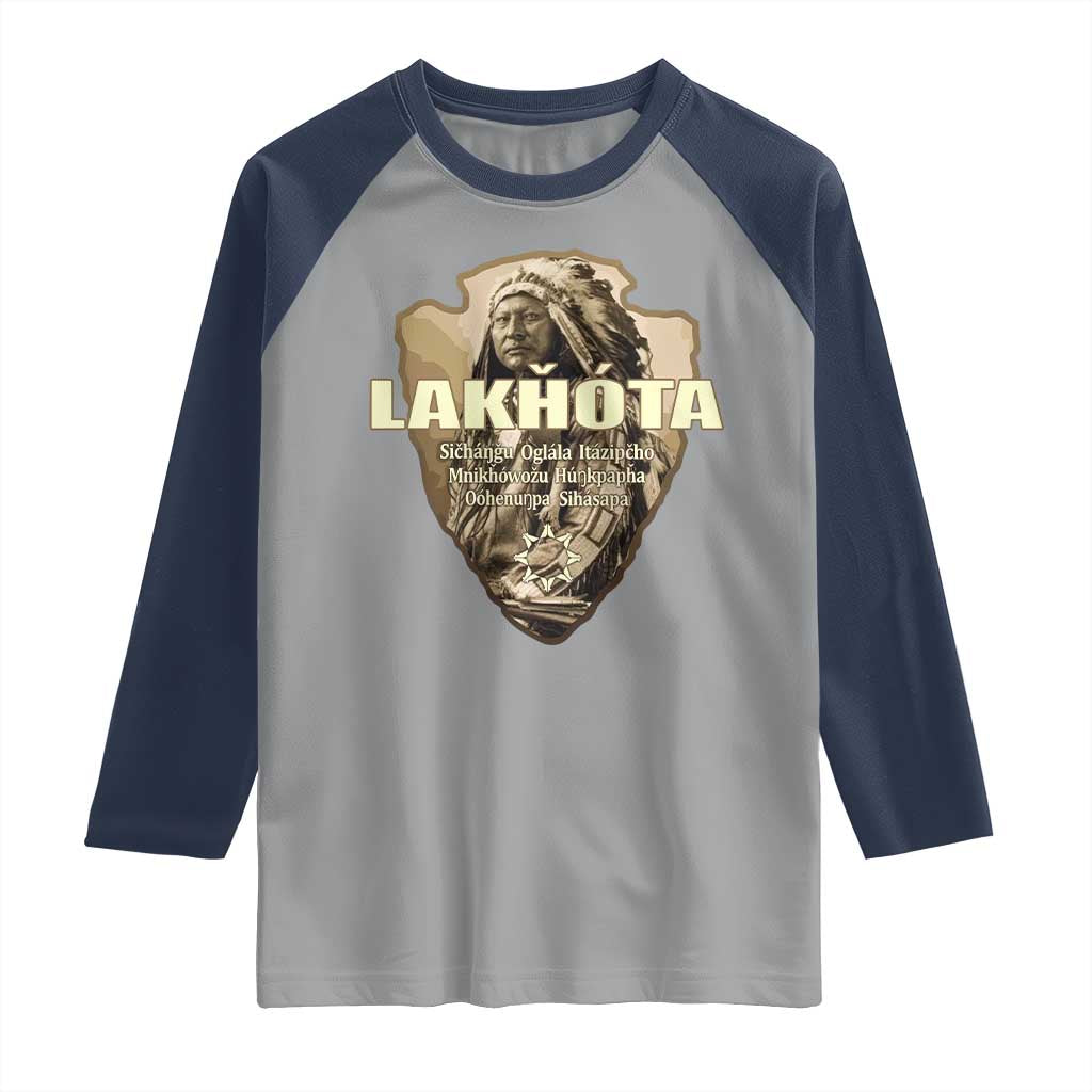 Chief Spotted Elk Lakhota Lakota Sioux Native American Indian Raglan Shirt - Wonder Print Shop