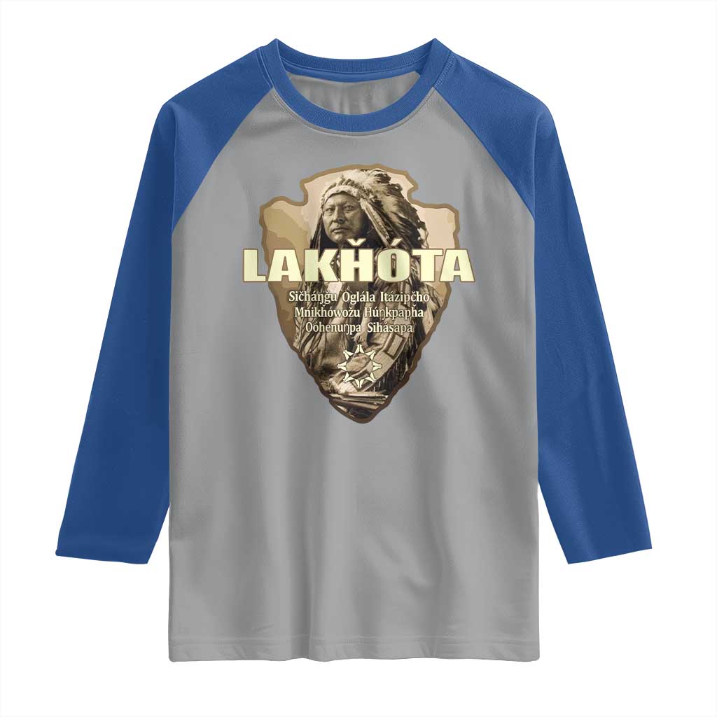 Chief Spotted Elk Lakhota Lakota Sioux Native American Indian Raglan Shirt - Wonder Print Shop