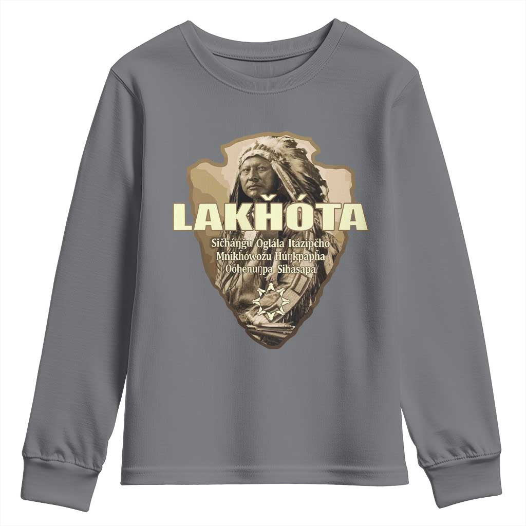 Chief Spotted Elk Lakhota Lakota Sioux Native American Indian Youth Sweatshirt - Wonder Print Shop