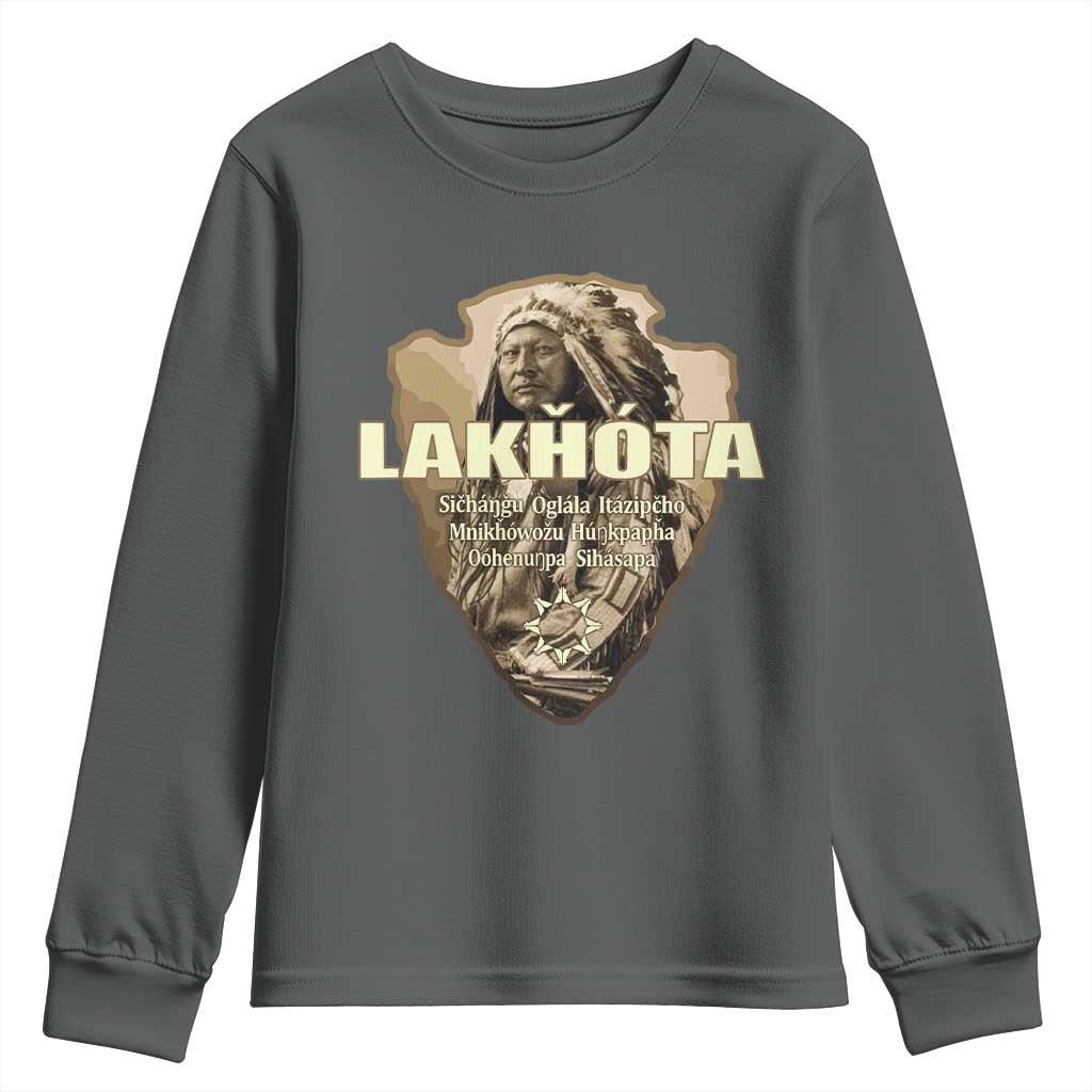 Chief Spotted Elk Lakhota Lakota Sioux Native American Indian Youth Sweatshirt - Wonder Print Shop