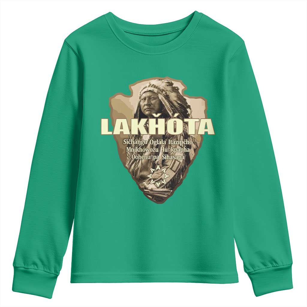 Chief Spotted Elk Lakhota Lakota Sioux Native American Indian Youth Sweatshirt - Wonder Print Shop