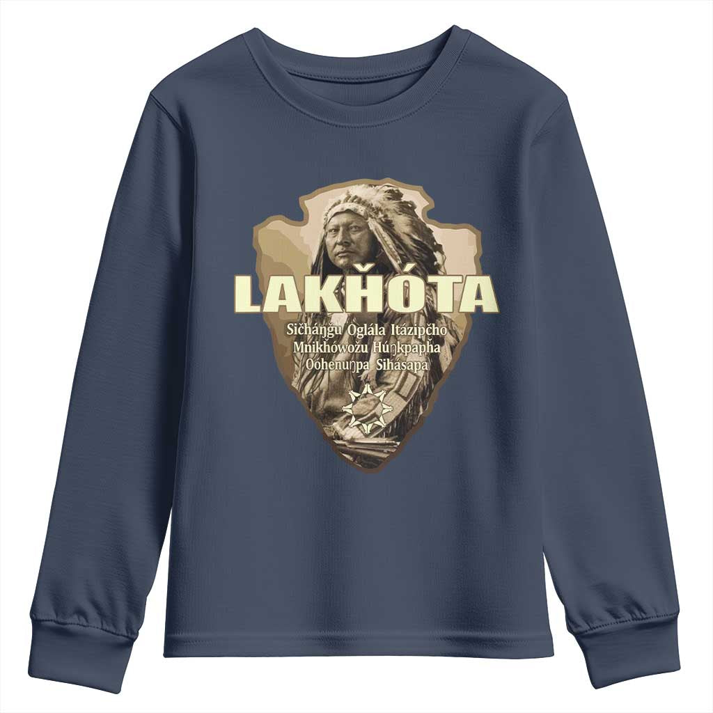 Chief Spotted Elk Lakhota Lakota Sioux Native American Indian Youth Sweatshirt - Wonder Print Shop