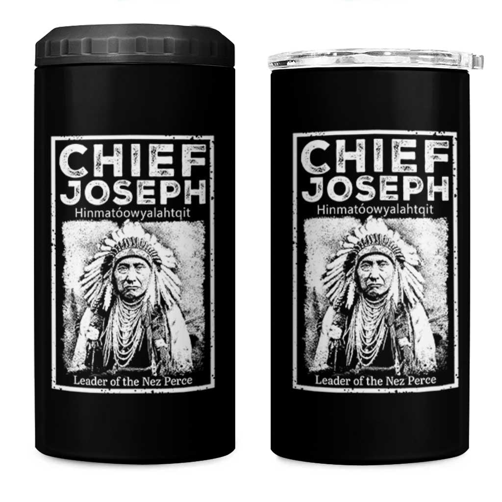 Native American Chief Joseph 4 in 1 Can Cooler Tumbler Leader Of The Nez Perce Indian History - Wonder Print Shop