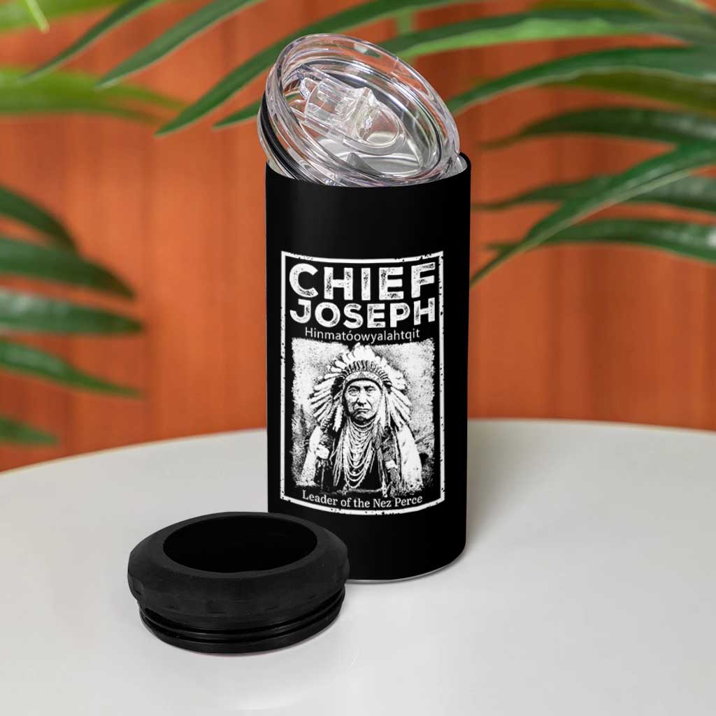 Native American Chief Joseph 4 in 1 Can Cooler Tumbler Leader Of The Nez Perce Indian History - Wonder Print Shop
