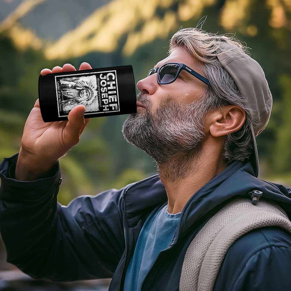 Native American Chief Joseph 4 in 1 Can Cooler Tumbler Leader Of The Nez Perce Indian History - Wonder Print Shop