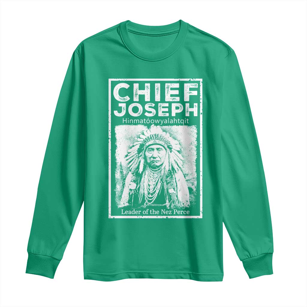 Native American Chief Joseph Long Sleeve Shirt Leader Of The Nez Perce Indian History - Wonder Print Shop