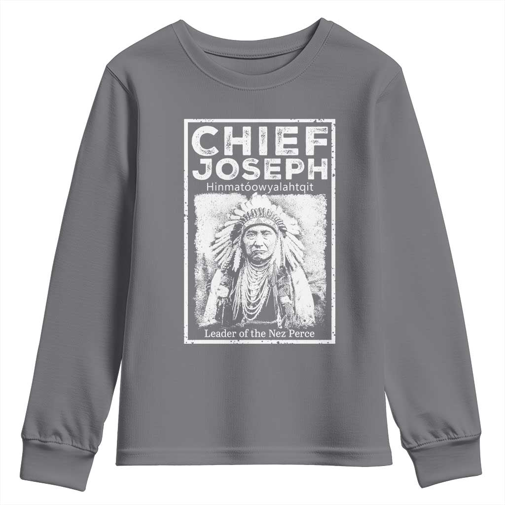 Native American Chief Joseph Youth Sweatshirt Leader Of The Nez Perce Indian History - Wonder Print Shop