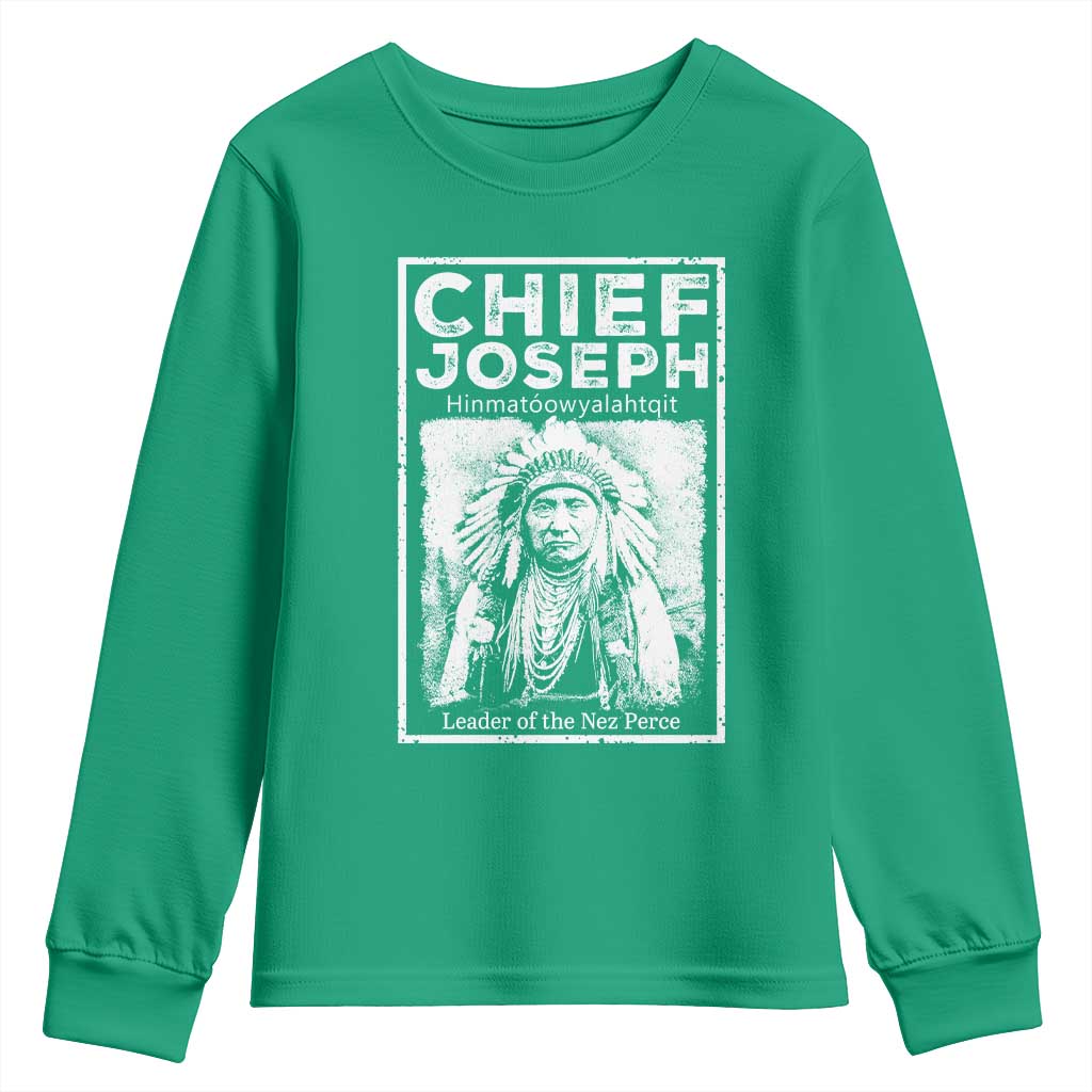 Native American Chief Joseph Youth Sweatshirt Leader Of The Nez Perce Indian History - Wonder Print Shop