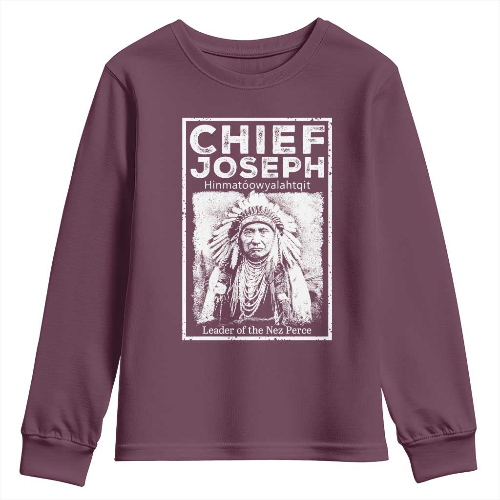 Native American Chief Joseph Youth Sweatshirt Leader Of The Nez Perce Indian History - Wonder Print Shop