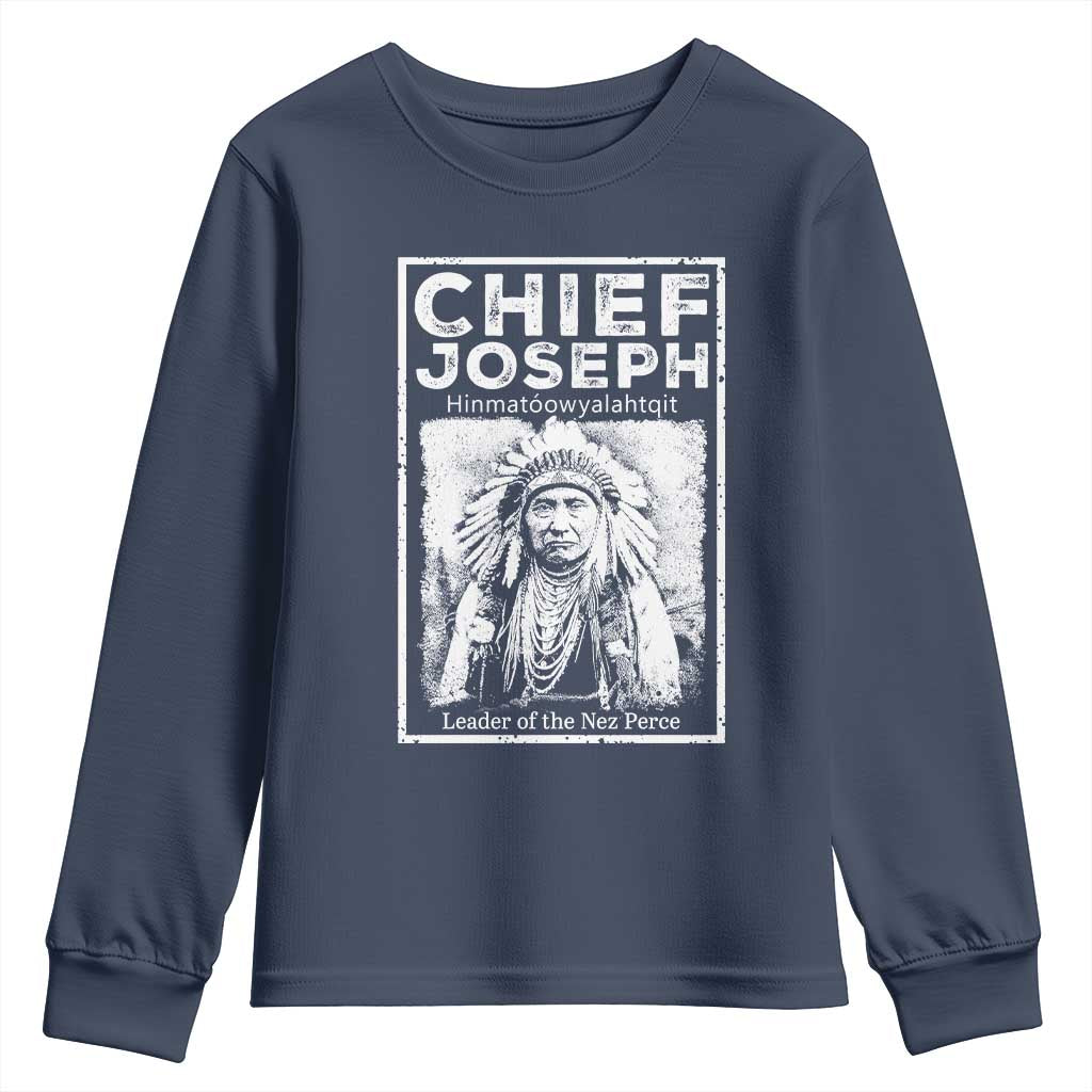 Native American Chief Joseph Youth Sweatshirt Leader Of The Nez Perce Indian History - Wonder Print Shop