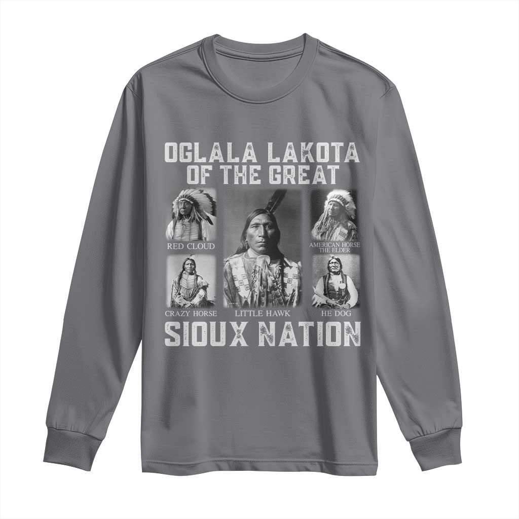 Oglala Lakota Of The Great Sioux Nation Long Sleeve Shirt Native American Chiefs - Wonder Print Shop
