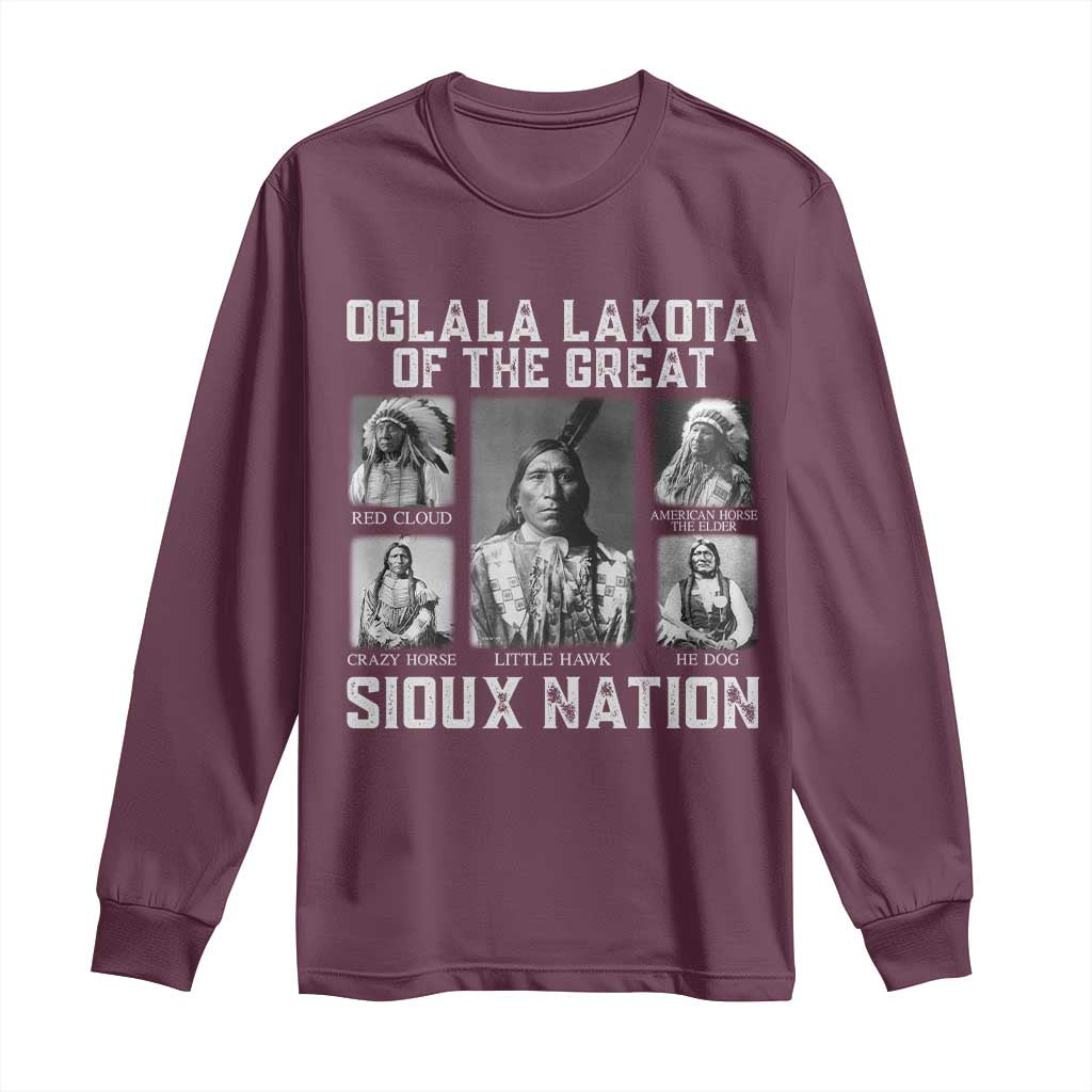 Oglala Lakota Of The Great Sioux Nation Long Sleeve Shirt Native American Chiefs - Wonder Print Shop