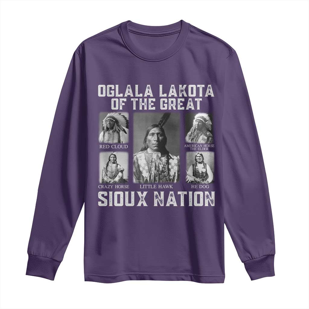 Oglala Lakota Of The Great Sioux Nation Long Sleeve Shirt Native American Chiefs - Wonder Print Shop